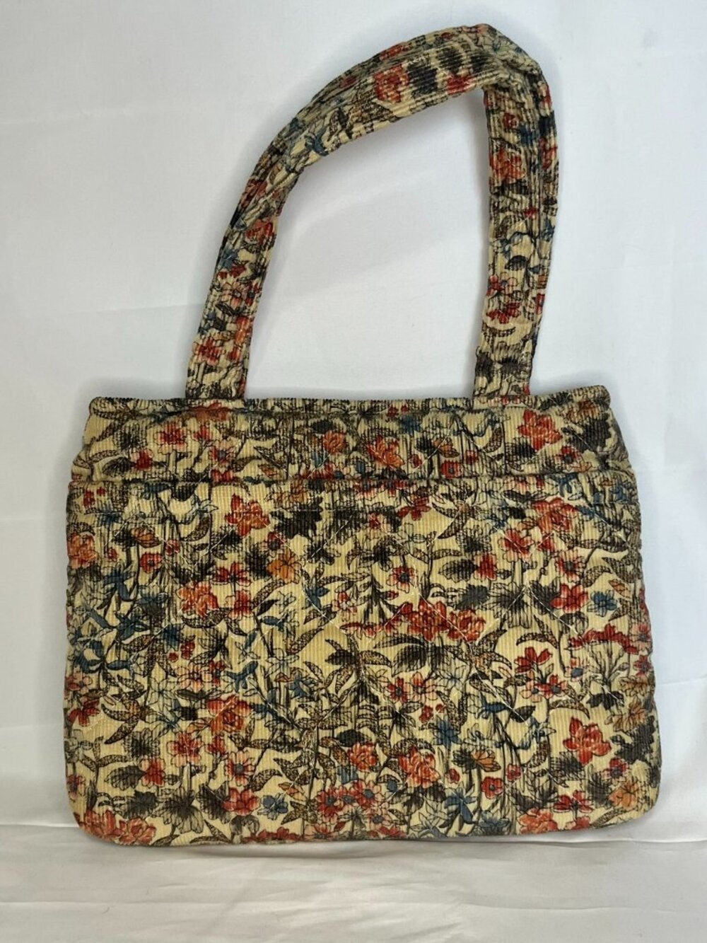 Vintage ‘Daren’s Bags’ Quilted Corduroy Beige Brown Red Floral Tote Bag Purse